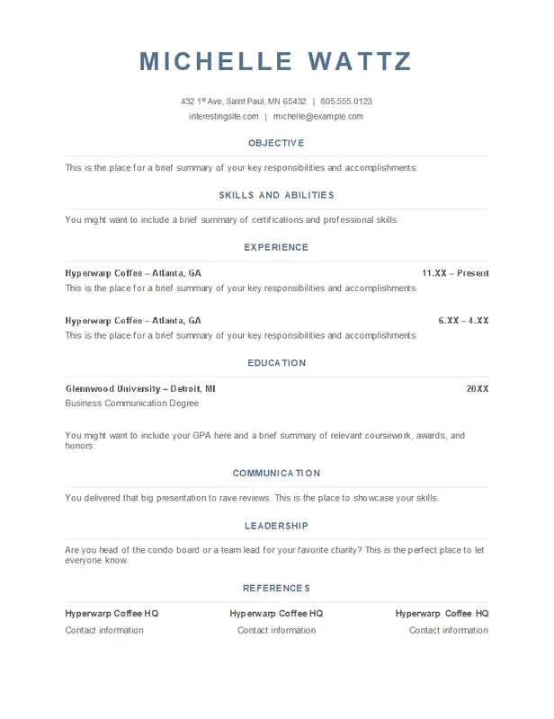 ATS simple food service resume